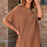 Solid Pullover Round Neck Knit T-Shirt