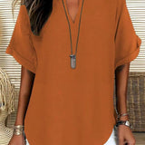 V-Neck Casual Loose-Fit Chiffon Blouse
