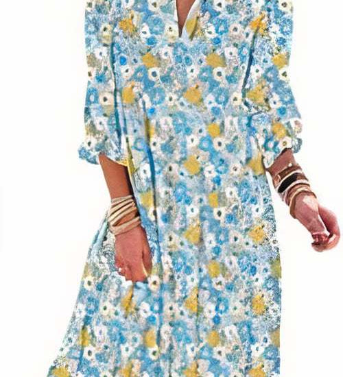 Floral Print Boho Button-Down Midi Dress