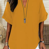 V-Neck Casual Loose-Fit Chiffon Blouse