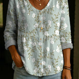Wildflower Print Boho Button Blouse