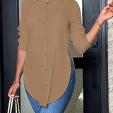 Side-Slit Longline Button-Down blouse