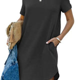 Pocket Casual Loose T-Shirt Mini Dress