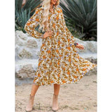 Floral Print Boho Button-Down Midi Dress