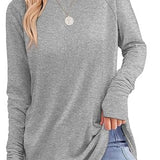Filippa™ | Curved-Hem Raglan Long-Sleeve Top