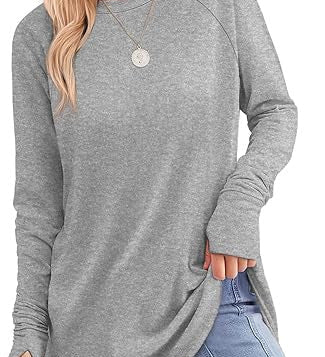 Filippa™ | Curved-Hem Raglan Long-Sleeve Top