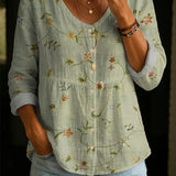 Wildflower Print Boho Button Blouse