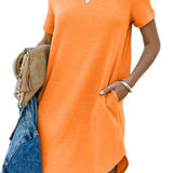 Pocket Casual Loose T-Shirt Mini Dress