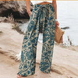 Floral Print Wide-Leg Drawstring Pants