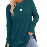 Filippa™ | Curved-Hem Raglan Long-Sleeve Top