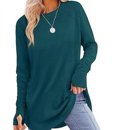 Filippa™ | Curved-Hem Raglan Long-Sleeve Top