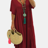 Tiered Boho V-Neck Loose Maxi Dress