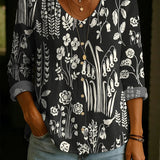 Wildflower Print Boho Button Blouse