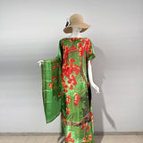 Elegant Floral Print Silk Kaftan Dress