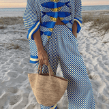 Sardine Print Checkerboard Resort Pant Set
