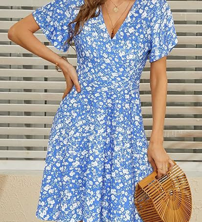 Elegant Floral V-Neck Wrap Dress