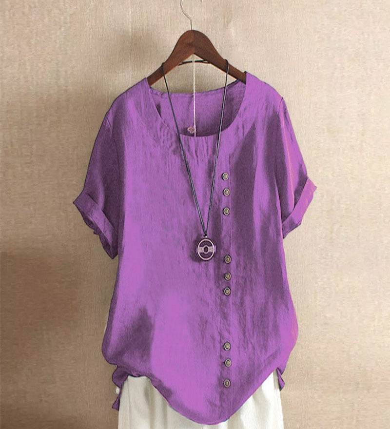 Asymmetrical Button Tunic Top