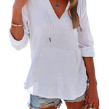 Casual V-Neck Hooded T-Shirt