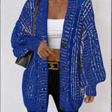 Hortense™ | Cable-Detail Buttoned Oversized Cardigan