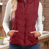 Ella™ | Quilted zip-up stand-collar puffer vest