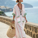 Striped Pocket Linen Resort Dress