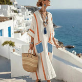 Striped Pocket Linen Resort Dress