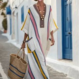 Striped Pocket Linen Resort Dress