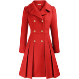 Alethea™ | Pleated Double-Breasted Fit-and-Flare Coat
