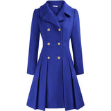 Alethea™ | Pleated Double-Breasted Fit-and-Flare Coat