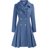 Alethea™ | Pleated Double-Breasted Fit-and-Flare Coat