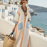 Striped Pocket Linen Resort Dress