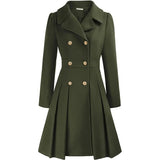 Alethea™ | Pleated Double-Breasted Fit-and-Flare Coat