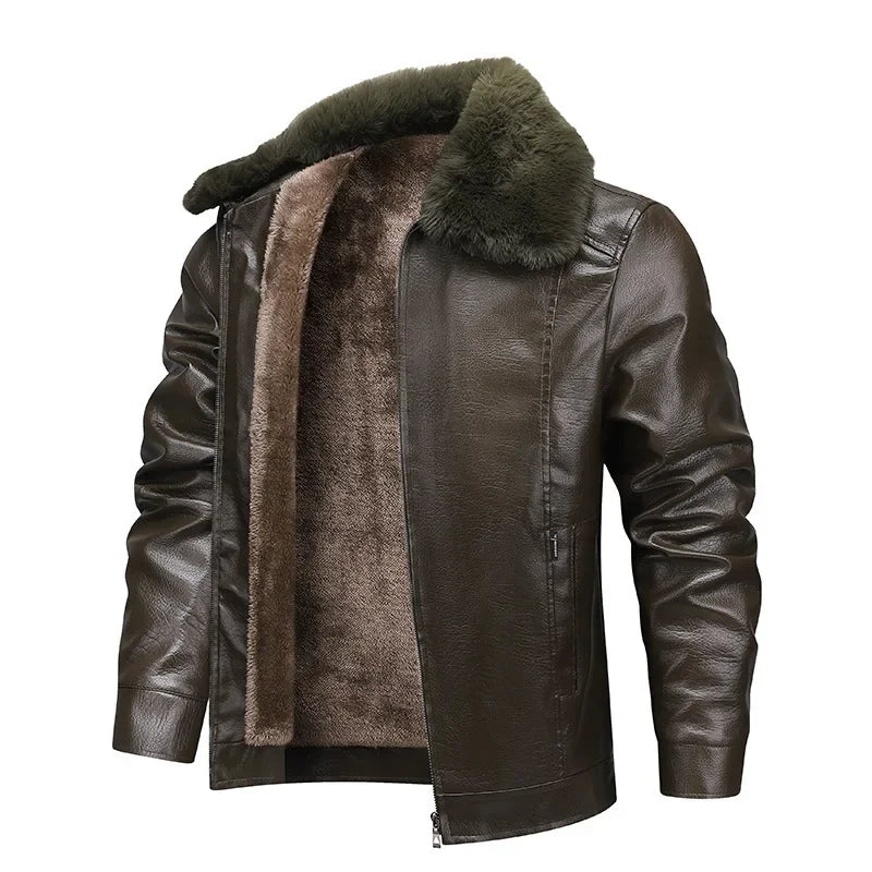 Enhanced Warmth Fleece-Lined Leather Jacket