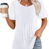 Pleated-Front Casual Relaxed-Fit Top