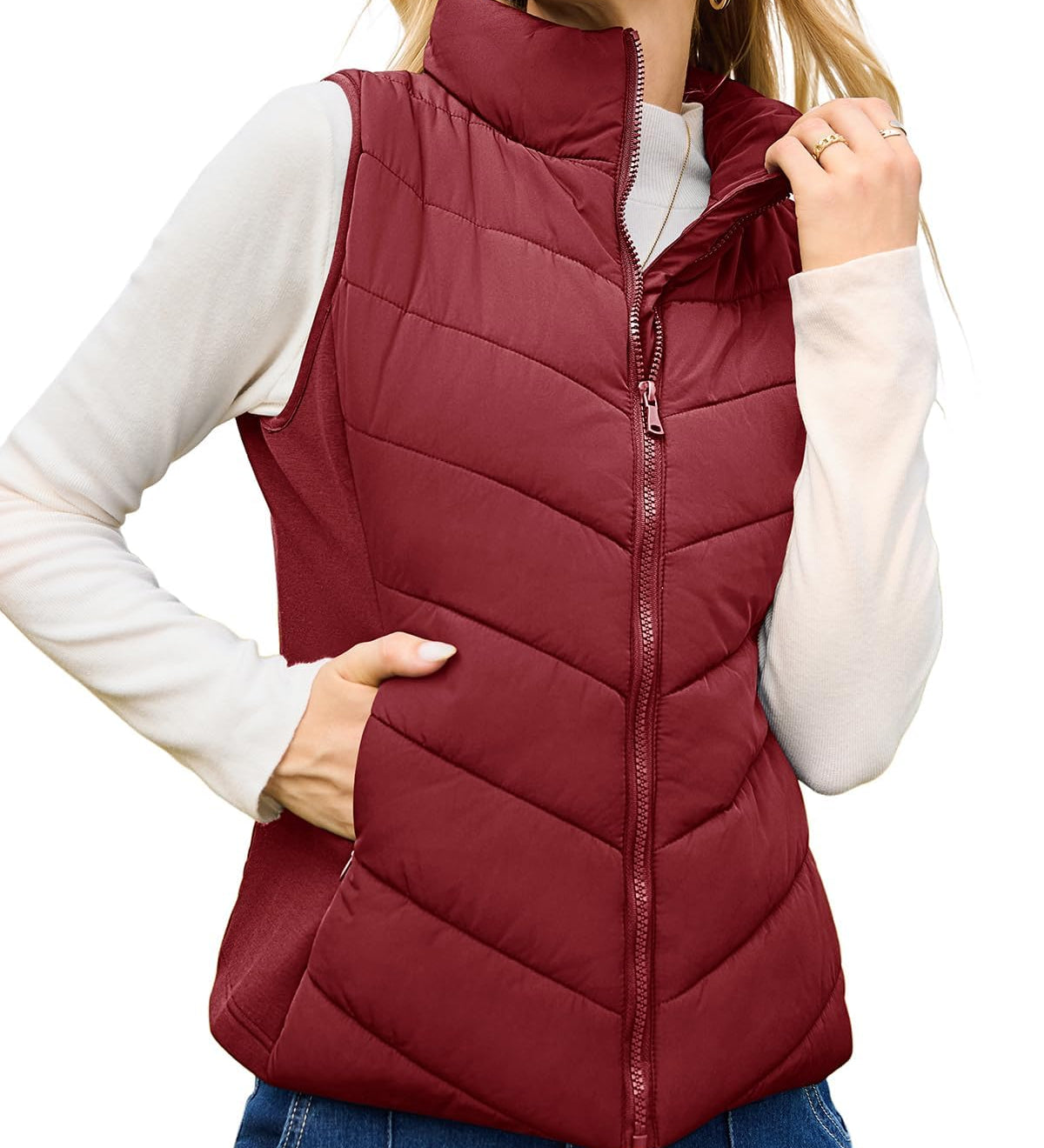 Ella™ | Quilted zip-up stand-collar puffer vest
