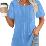 Pleated-Front Casual Relaxed-Fit Top
