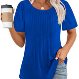 Pleated-Front Casual Relaxed-Fit Top