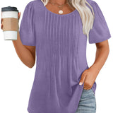 Pleated-Front Casual Relaxed-Fit Top
