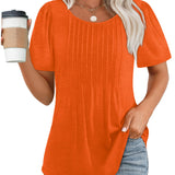 Pleated-Front Casual Relaxed-Fit Top
