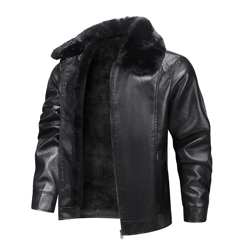 Enhanced Warmth Fleece-Lined Leather Jacket
