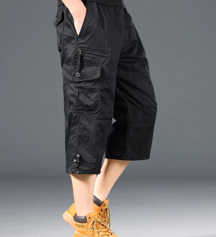 Cotton Long Cargo Shorts