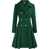 Alethea™ | Pleated Double-Breasted Fit-and-Flare Coat