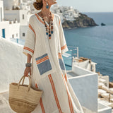 Striped Pocket Linen Resort Dress