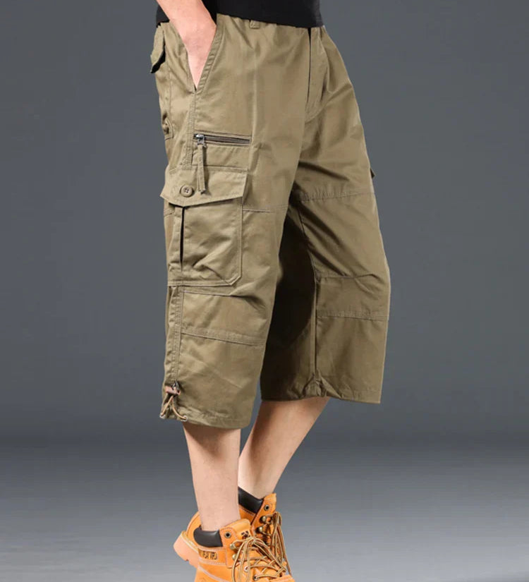 Cotton Long Cargo Shorts