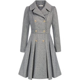 Alethea™ | Pleated Double-Breasted Fit-and-Flare Coat