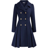 Alethea™ | Pleated Double-Breasted Fit-and-Flare Coat