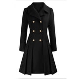 Alethea™ | Pleated Double-Breasted Fit-and-Flare Coat