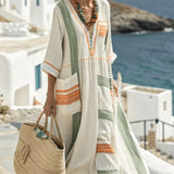 Striped Pocket Linen Resort Dress