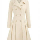 Sofia™ | Gold-Buttoned Double-Breasted Fit-and-Flare Coat
