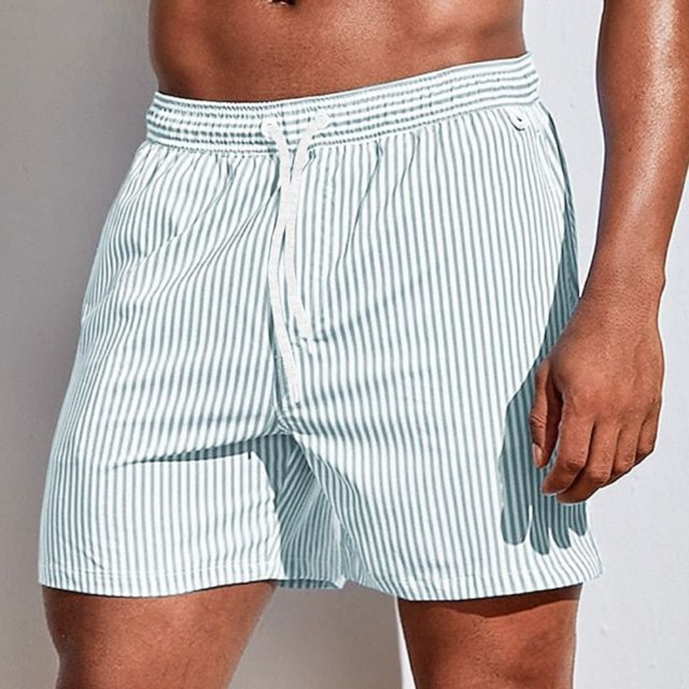 Relaxed Striped Swim Trunks